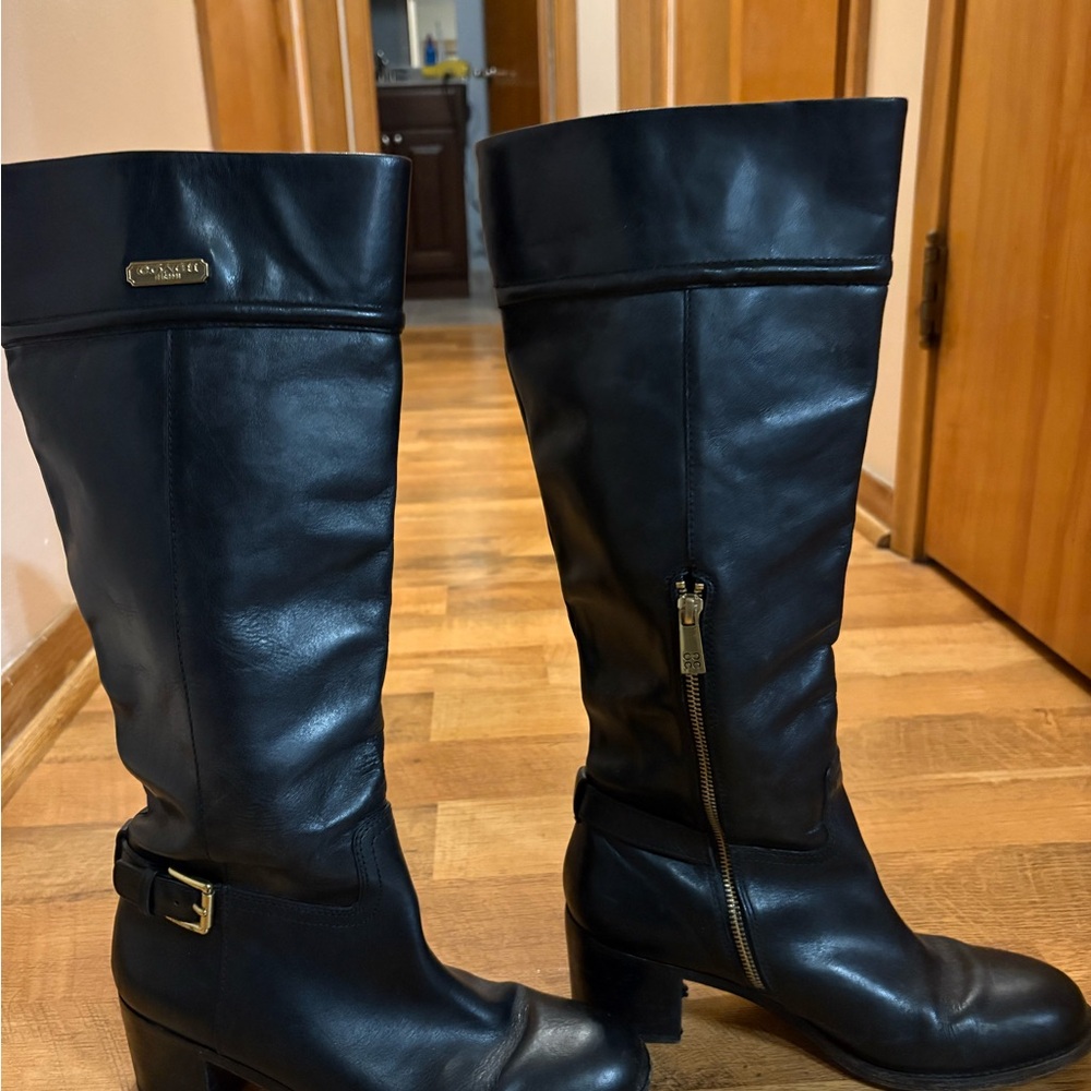 Coach Elegant Black Heeled knee high  Boots